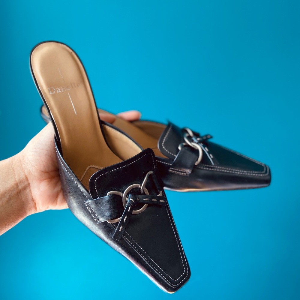 Heeled faux Leather Mules